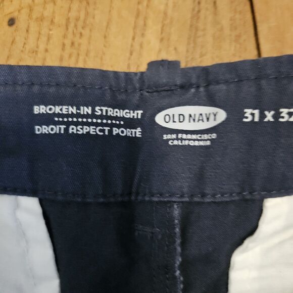 Old Navy Slim Broke In Navy Chino Pants Slacks Droit Porte Mens 31" x 32" NEW - Picture 4 of 8